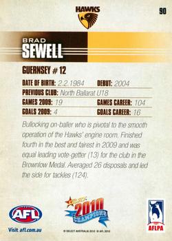2010 Select AFL Champions #90 Brad Sewell Back